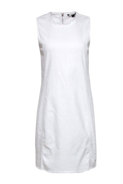 Current Boutique-Lauren Ralph Lauren - White Frayed Denim Midi Dress Sz 6