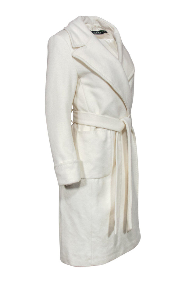 Current Boutique-Lauren Ralph Lauren - White Wool Blend Trench Coat Sz 4