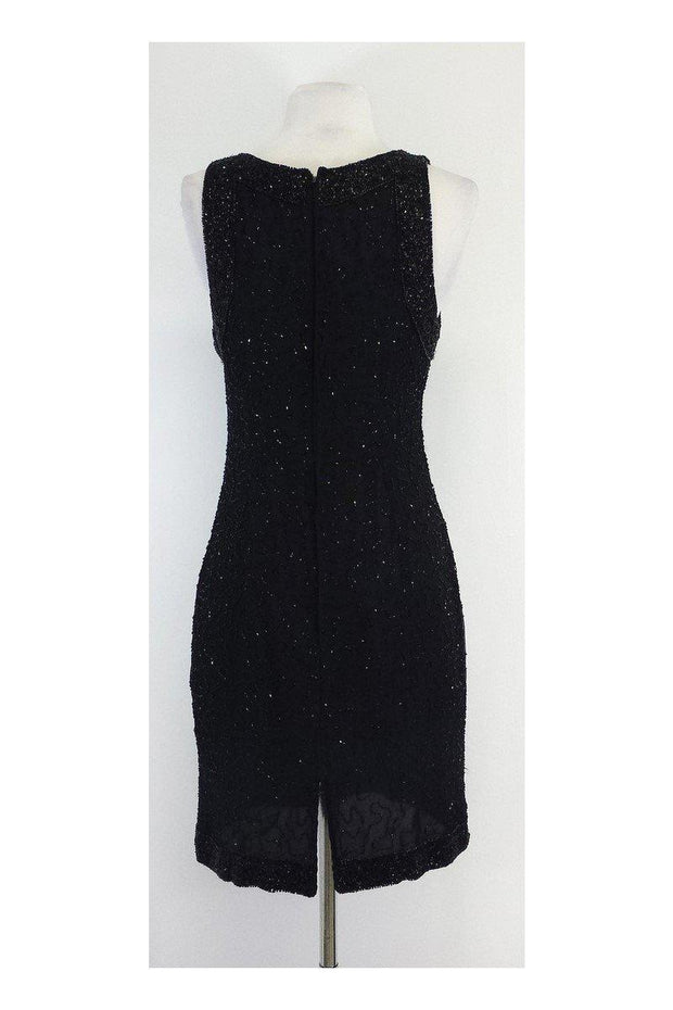 Current Boutique-Laurence Kazar - Sleeveless Black Beaded Silk Dress Sz M