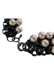 Current Boutique-Lee Angel - Three Strand Woven Choker w/ Faux Pearls