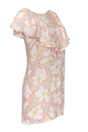 Current Boutique-Leifsdottir - Cream Floral Print Silk Shift Dress Sz 4