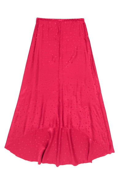 Current Boutique-Leifsdottir - Hot Pink High-Low Speckled Silk Maxi Skirt Sz 8