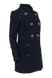 Current Boutique-Leifsdottir - Navy Longline Double Breasted Peacoat w/ Gold-Toned Embellished Buttons Sz 2