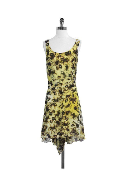 Current Boutique-Leifsdottir - Yellow & Brown Butterfly Print Silk Dress Sz 4