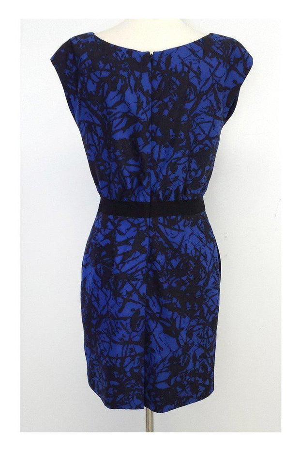 Current Boutique-Lela Rose - Blue & Black Print Wool Blend Dress Sz 6