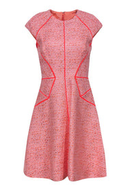Current Boutique-Lela Rose - Bright Pink Metallic Tweed A-Line Dress Sz 8