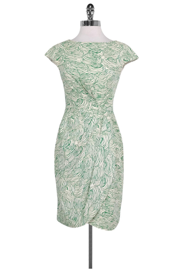 Current Boutique-Lela Rose - Cream & Green Tulip Dress Sz 0