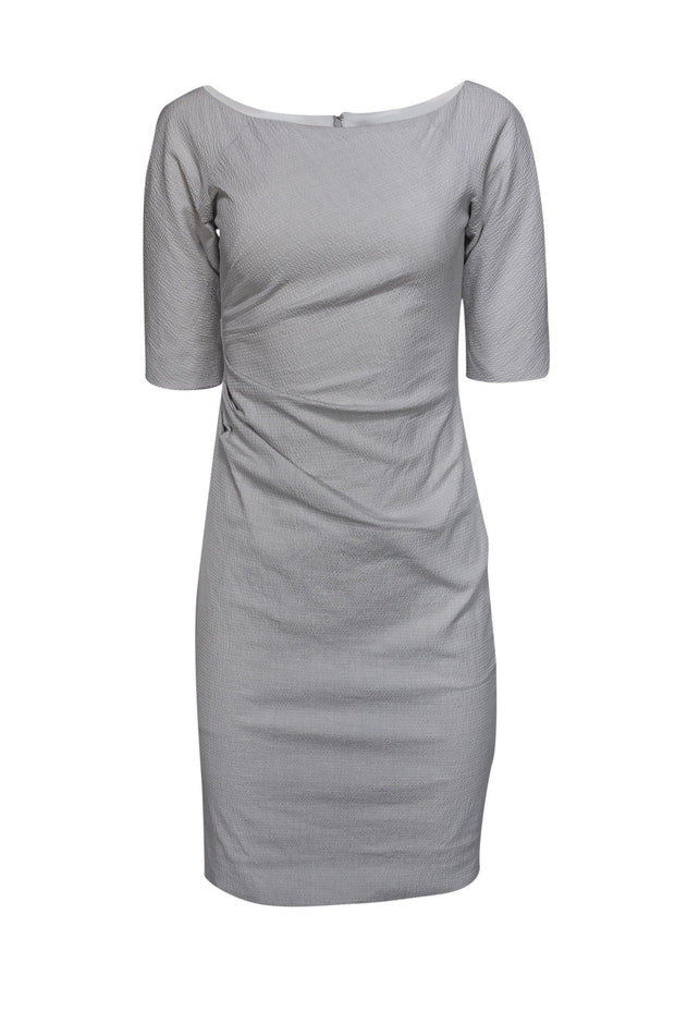 Current Boutique-Lela Rose - Light Grey Silk-Lined Textured Dress Sz 2