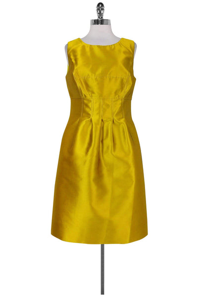 Current Boutique-Lela Rose - Metallic Yellow Flared Dress Sz 8