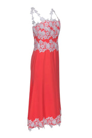 Current Boutique-Lela Rose - Pink Sleeveless Maxi Dress w/ Floral Lace Appliques Sz 6