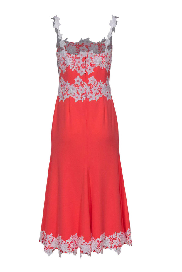 Current Boutique-Lela Rose - Pink Sleeveless Maxi Dress w/ Floral Lace Appliques Sz 6