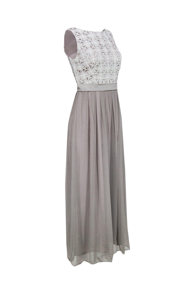 Current Boutique-Lela Rose - Taupe Chiffon Sleeveless Gown Sz 4