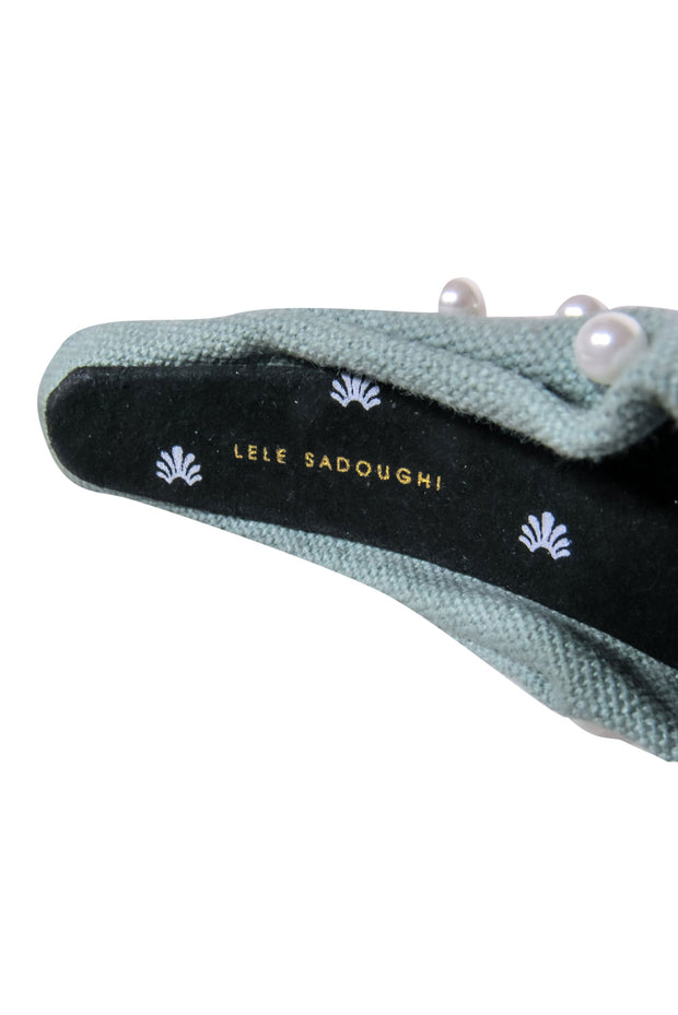Current Boutique-Lele Sadoughi - Sage Woven Pearl Headband w/ Top Knot