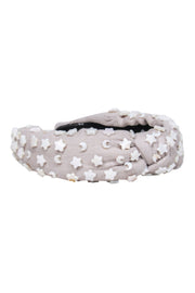 Current Boutique-Lele Sadoughi - Taupe Canvas Top Knot Headband Embellished w/ Moons & Stars