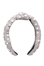 Current Boutique-Lele Sadoughi - Taupe Canvas Top Knot Headband Embellished w/ Moons & Stars