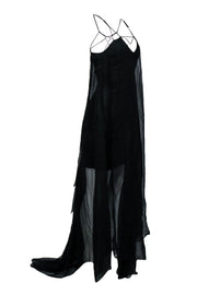 Current Boutique-Leon Max - Black Handkerchief Silk Maxi Dress Sz XS