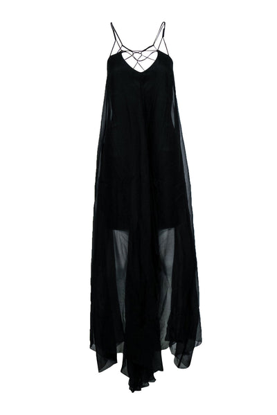Current Boutique-Leon Max - Black Handkerchief Silk Maxi Dress Sz XS