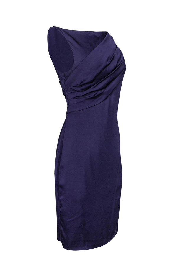 Current Boutique-Leon Max - Navy Dress w/ Draped Cowl Back Sz 10