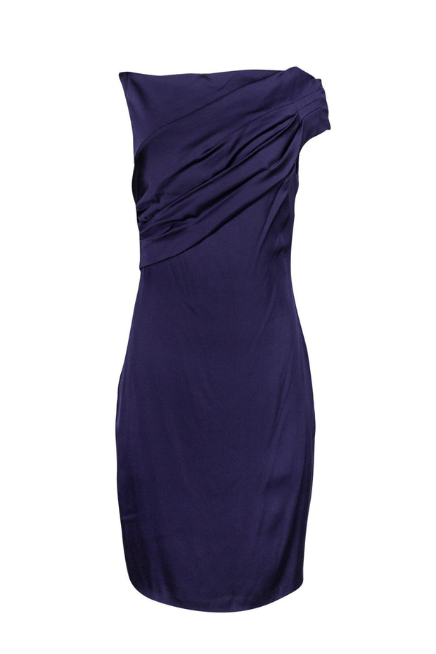 Current Boutique-Leon Max - Navy Dress w/ Draped Cowl Back Sz 10