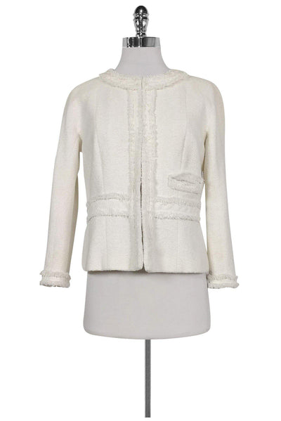 Current Boutique-Lida Baday - White Tweed Cotton Jacket Sz 10
