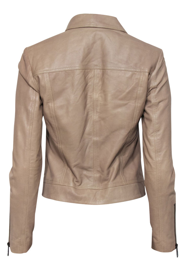 Current Boutique-Liebeskind - Beige Zip-Up Leather Moto-Style Jacket Sz XS
