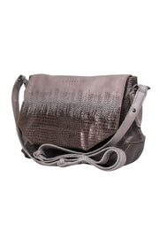 Current Boutique-Liebeskind - Grey Smooth & Embossed Leather Shoulder Bag w/ Adjustable Strap