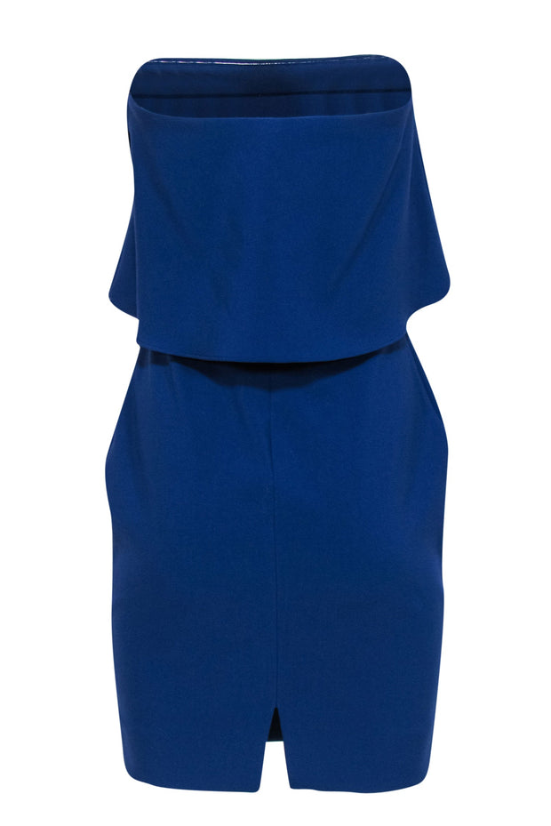 Current Boutique-Likely - Dark Blue Strapless "Driggs" Sheath Dress w/ Flounce Top Sz 2