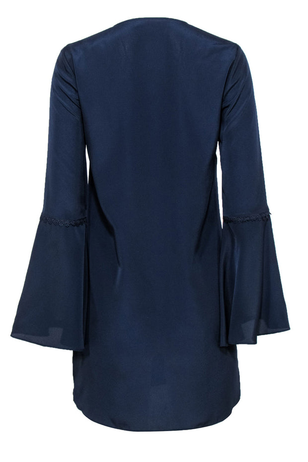 Current Boutique-Likely - Navy Bell Sleeve Shift Dress w/ Tassels & Lace Trim Sz S