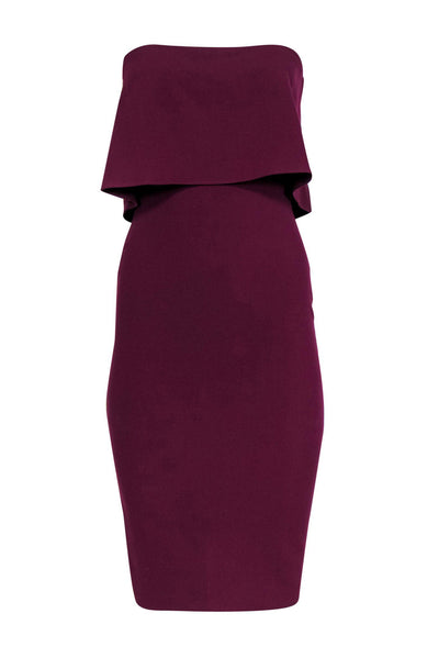 Current Boutique-Likely - Plum Strapless Folded Bodice Midi Dress Sz 0