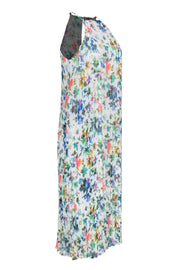 Current Boutique-Likely - White & Multicolored Floral Print Pleated Sleeveless Maxi Dress Sz 4