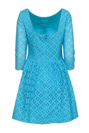 Current Boutique-Lilly Pulitzer - Aqua Blue Lace Long Sleeved Dress Sz 8