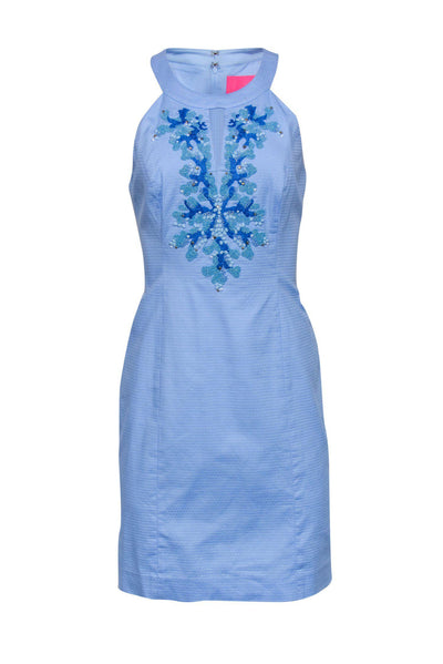 Current Boutique-Lilly Pulitzer - Baby Blue Sleeveless Beaded Dress w/ Keyhole Sz 6