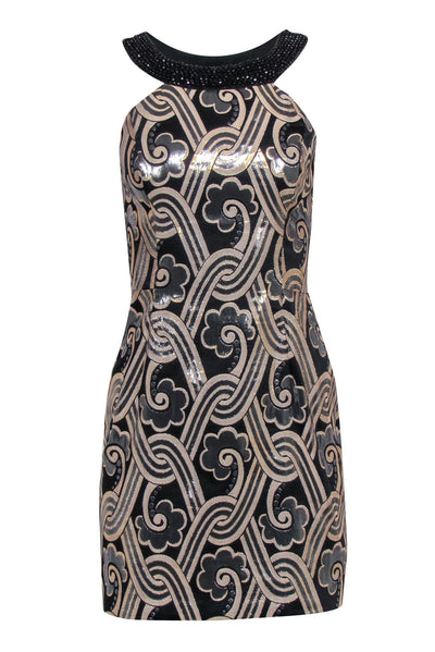 Current Boutique-Lilly Pulitzer – Black, Gold & Silver w/ Beaded Embellishment Dress Sz 0