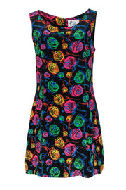 Current Boutique-Lilly Pulitzer - Black & Multicolored Rose Print Sleeveless Shift Dress Sz 8