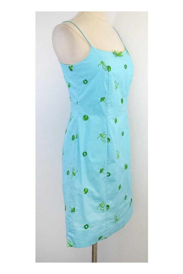 Lilly Pulitzer - Lime Green & Bright Blue Conch Print Dress Sz 2