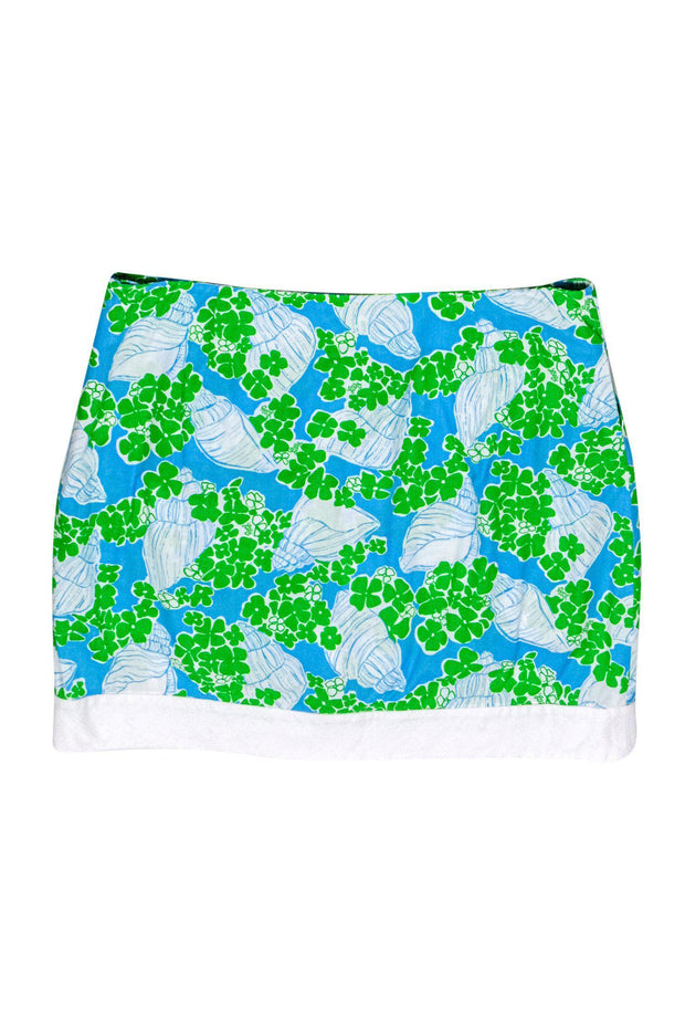 Current Boutique-Lilly Pulitzer - Blue & Green Floral & Shell Printed Skort w/ Bow Sz 10