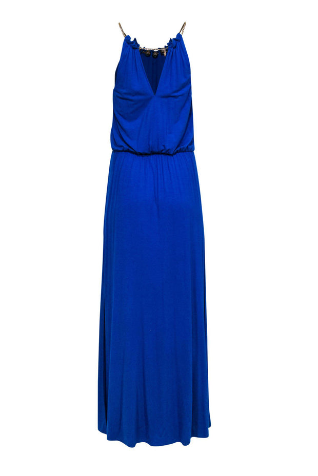 Current Boutique-Lilly Pulitzer - Blue Halter Column Dress w/ Gold Chain Straps Sz M