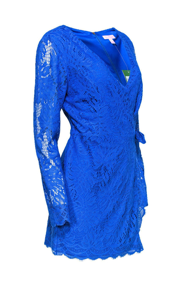 Current Boutique-Lilly Pulitzer - Blue Lace Wrap Romper Sz L
