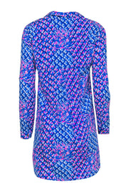 Current Boutique-Lilly Pulitzer - Blue & Pink Pineapple Print Collared Shirtdress w/ Pockets Sz XXS