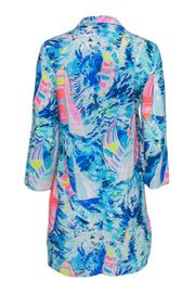Current Boutique-Lilly Pulitzer - Blue & Pink Sailboat Printed Shirt Dress Sz XS