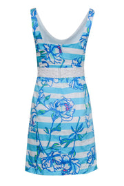 Current Boutique-Lilly Pulitzer - Blue Stripe & Floral Fitted Cotton "Serena" Dress Sz 0