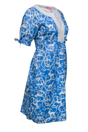 Current Boutique-Lilly Pulitzer - Blue & White Monkey Print Shift Dress Sz 8