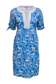 Current Boutique-Lilly Pulitzer - Blue & White Monkey Print Shift Dress Sz 8