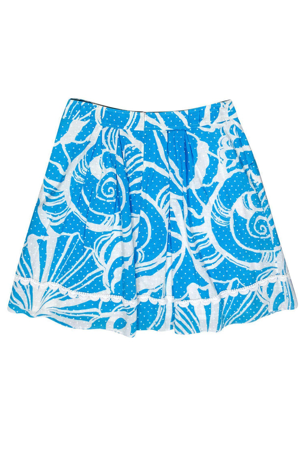 Current Boutique-Lilly Pulitzer - Blue & White Printed A-Lined Skirt w/ Polka Dots Sz 6