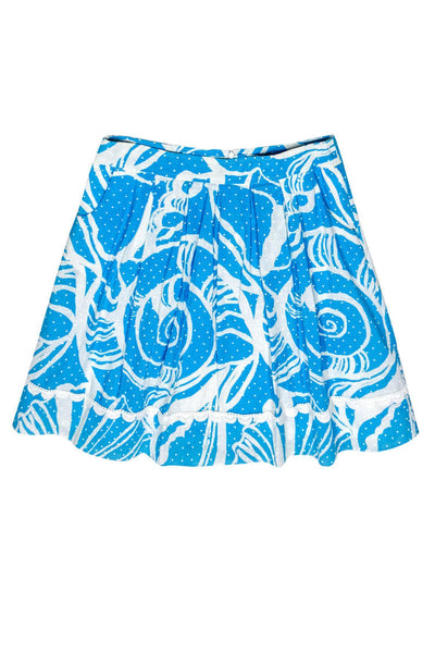 Current Boutique-Lilly Pulitzer - Blue & White Printed A-Lined Skirt w/ Polka Dots Sz 6