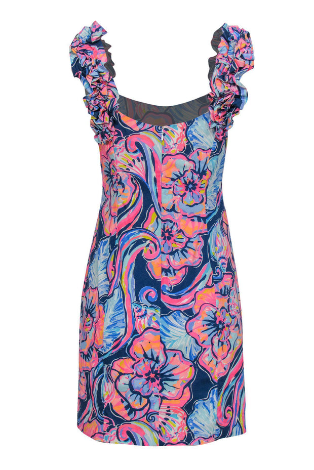 Current Boutique-Lilly Pulitzer - Bright Printed "Devina" Ruffle Sleeve Dress Sz 6