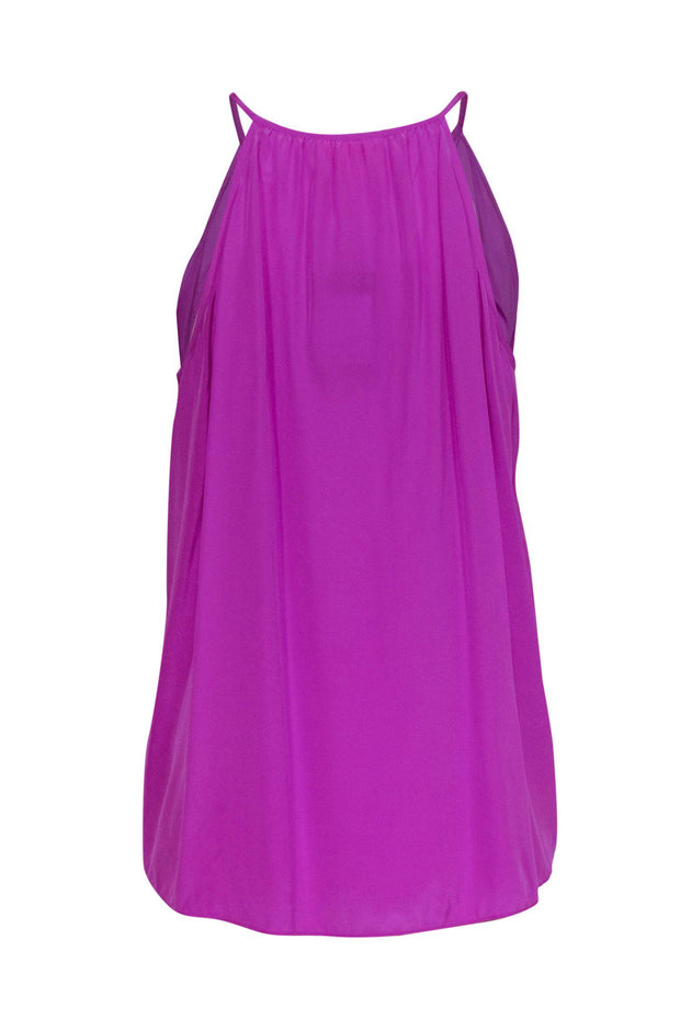 Current Boutique-Lilly Pulitzer - Bright Purple Silk Ruffle Tank w/ Tassel Ties Sz M
