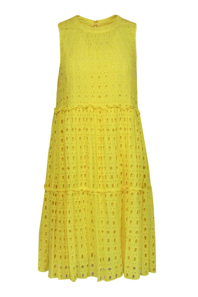 Current Boutique-Lilly Pulitzer - Bright Yellow Geometric Eyelet Lace A-Line Dress Sz M