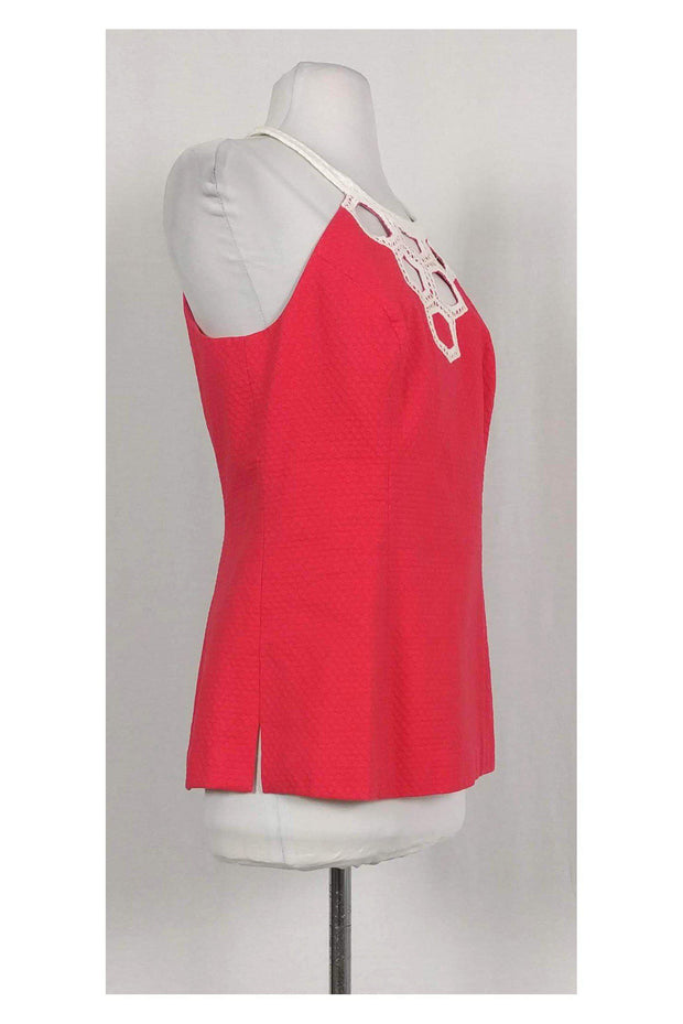 Current Boutique-Lilly Pulitzer - Coral Textured Tank w/ White Lace Collar Sz 10