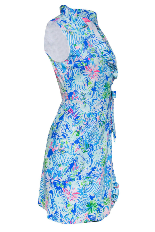 Current Boutique-Lilly Pulitzer - Floral & Cat Print Wrap Dress Sz S